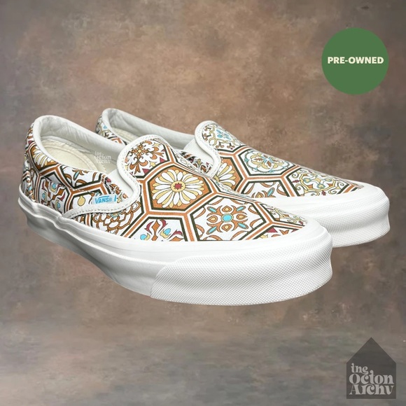 Size 10 Kith x Vans Classic Slip-On Brown Moroccan Pattern VN0A45JK2CN Pre-Owned